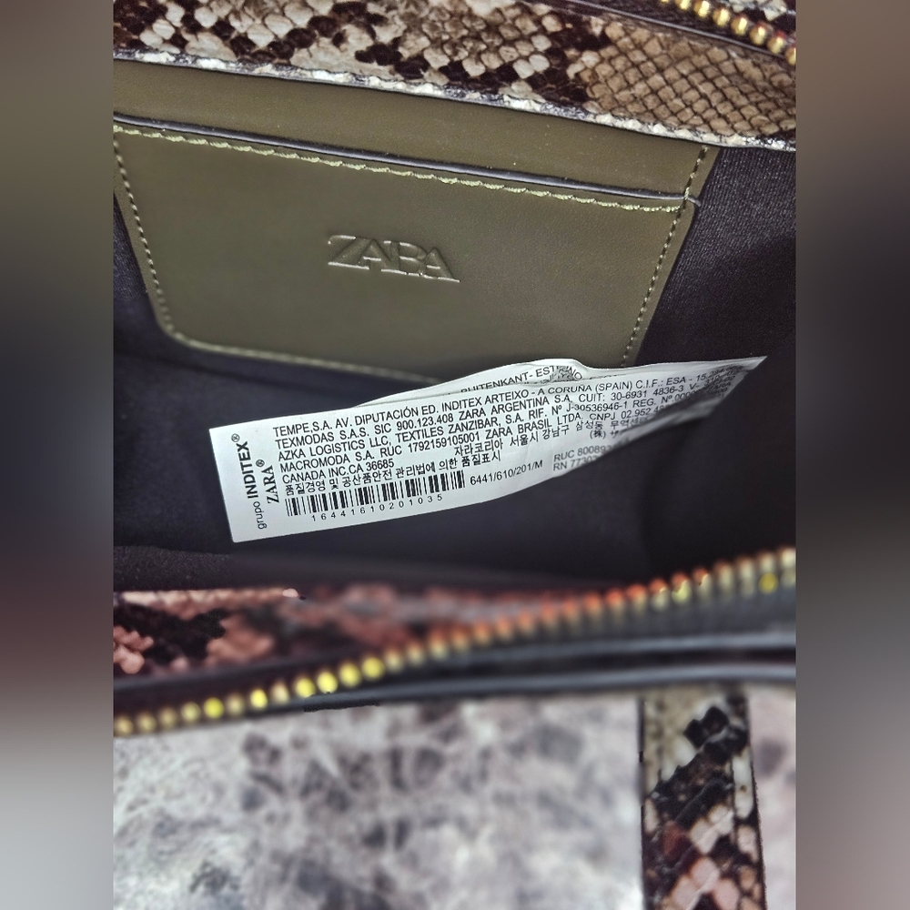 NWOT Zaba Snakeskin Patterned Mini Handbag Tote Crossbody Bag - Picture 5 of 6